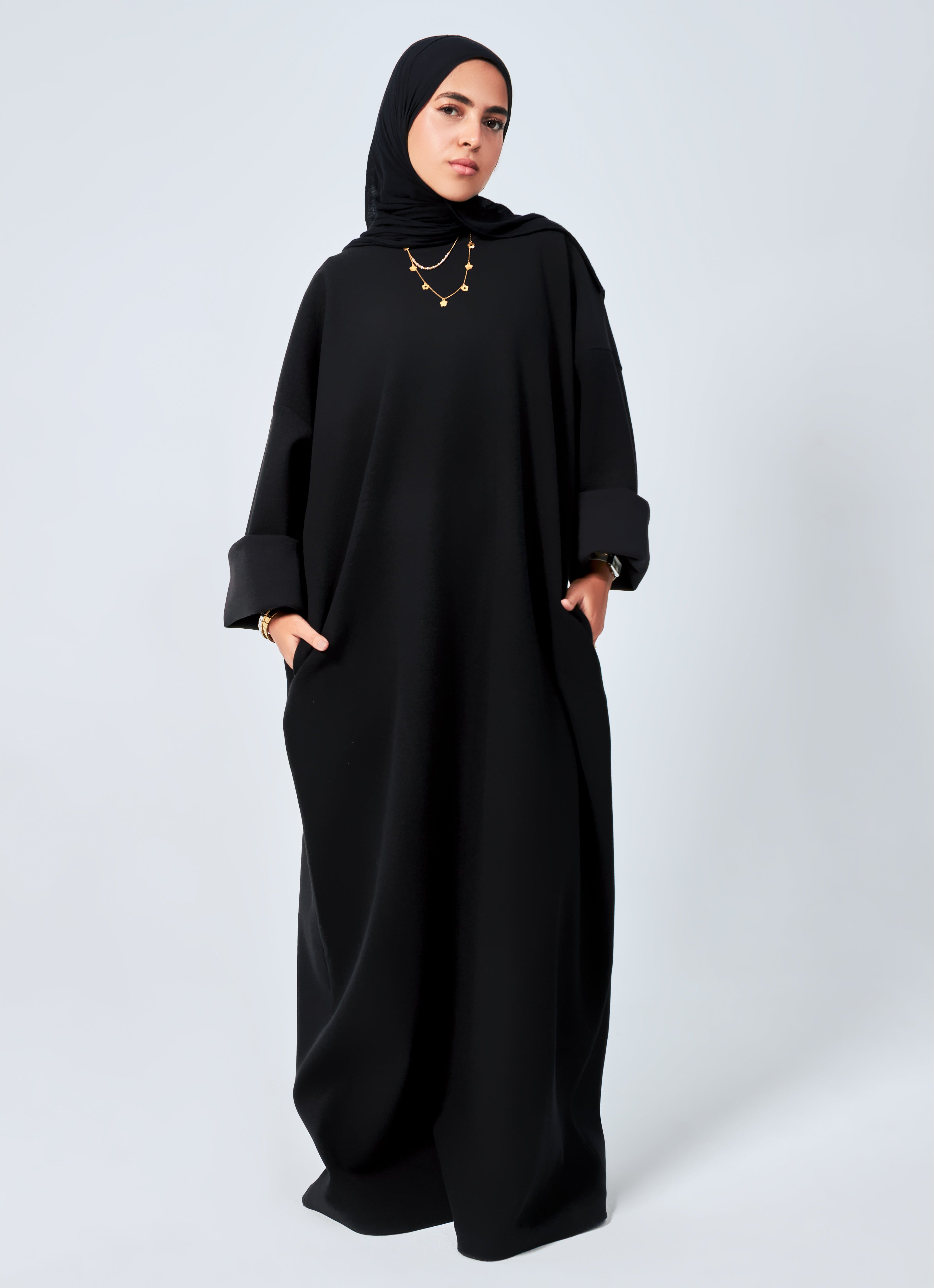 Soft Wool oversized dress in Black