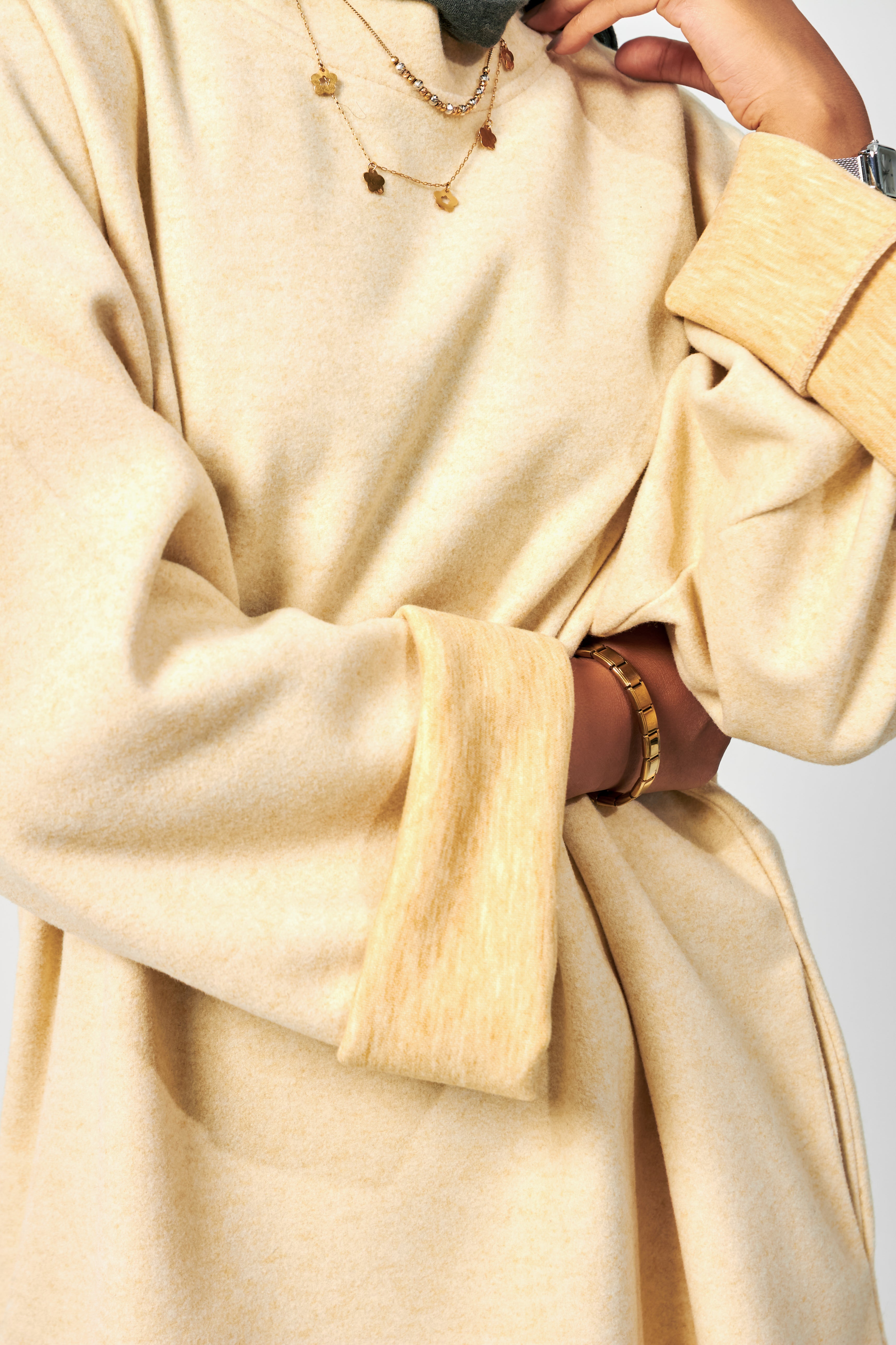 Soft Wool oversized dress in Butter yellow