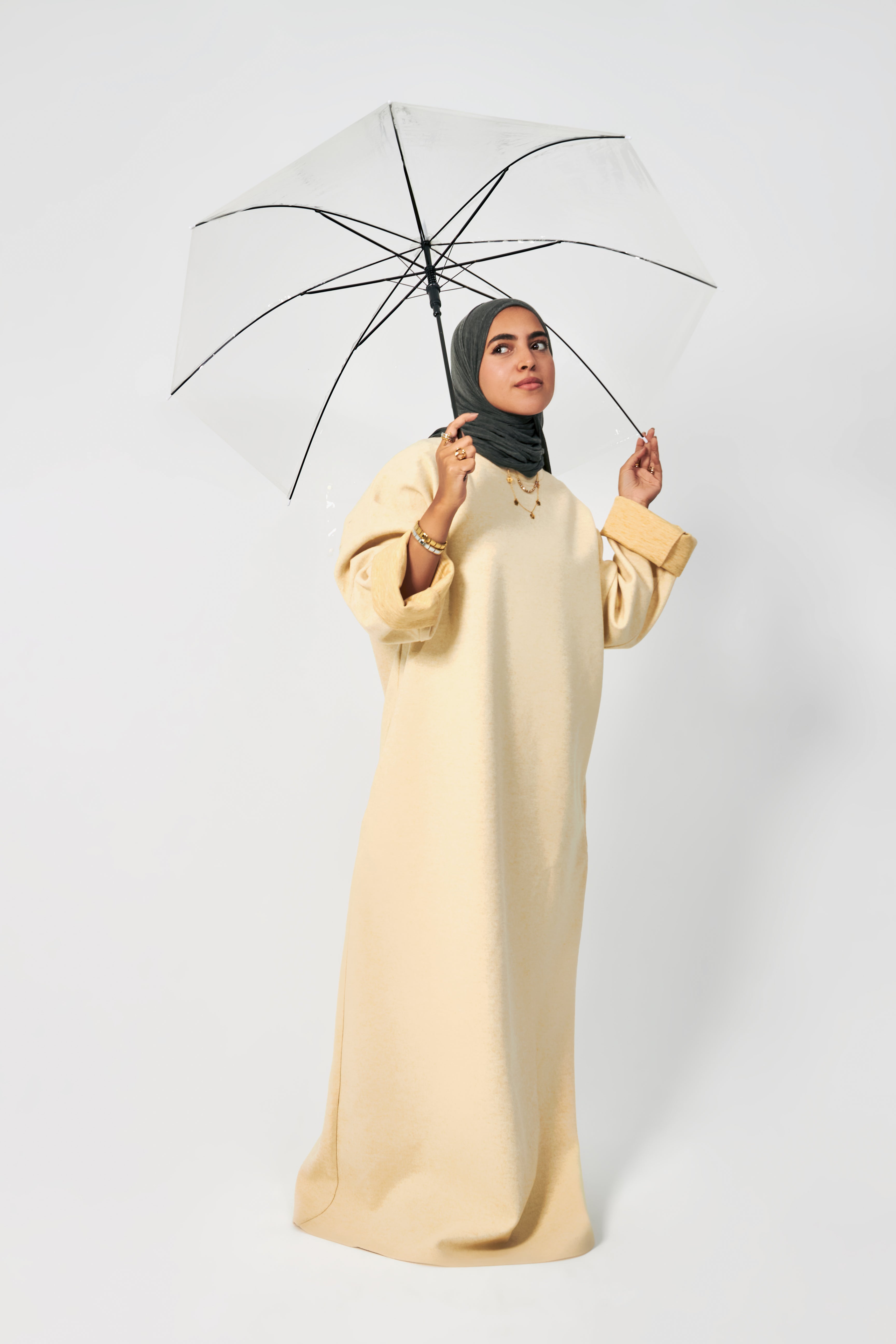 Soft Wool oversized dress in Butter yellow