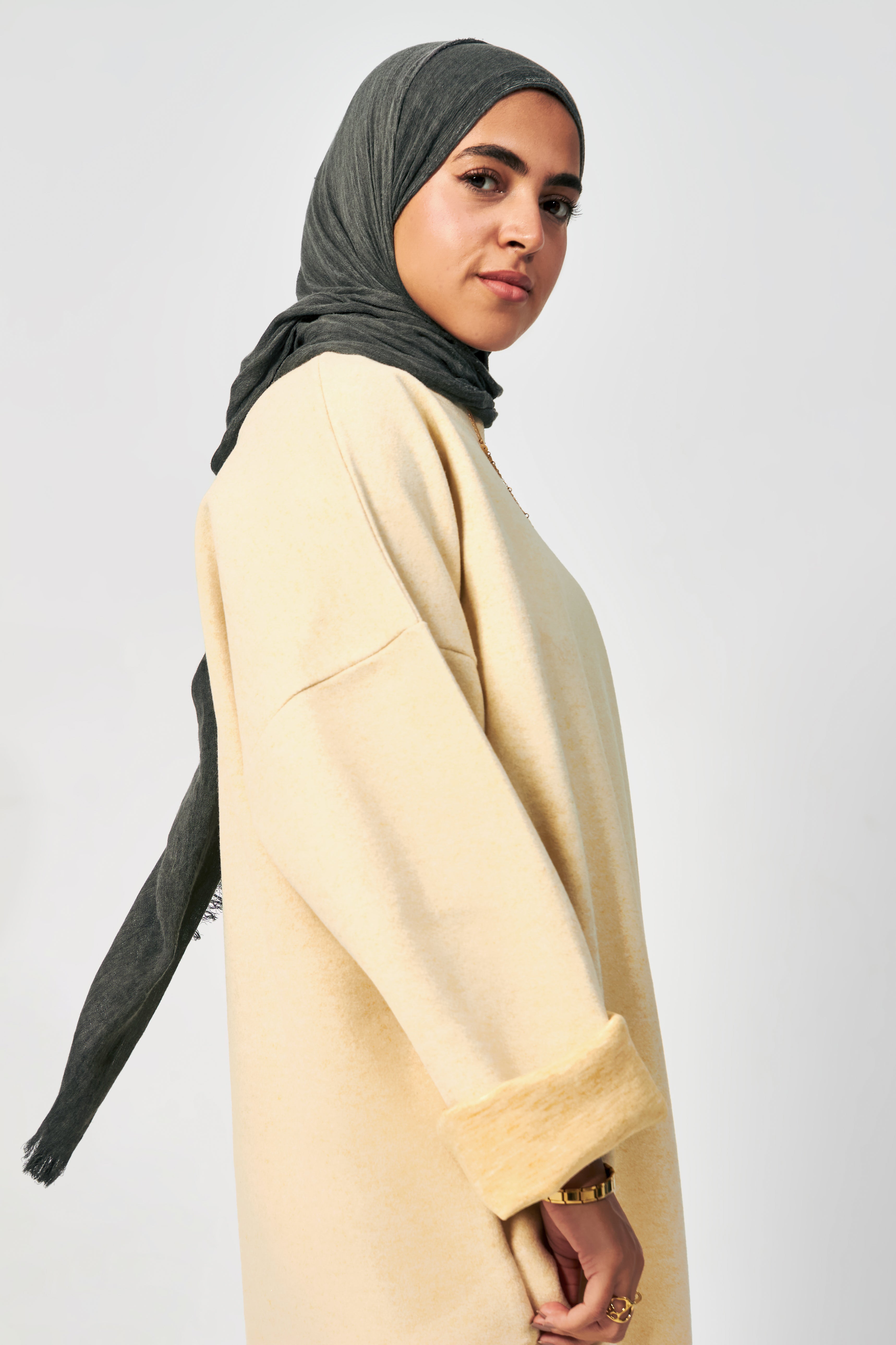 Soft Wool oversized dress in Butter yellow