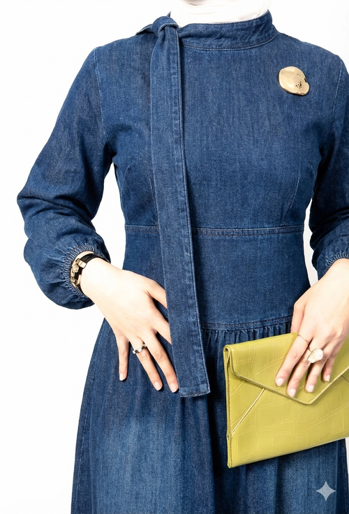 Classic maxi blue denim dress