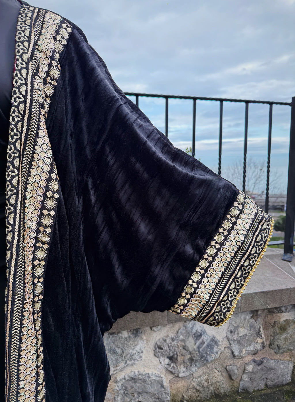 Black velvet ramadan kaftan
