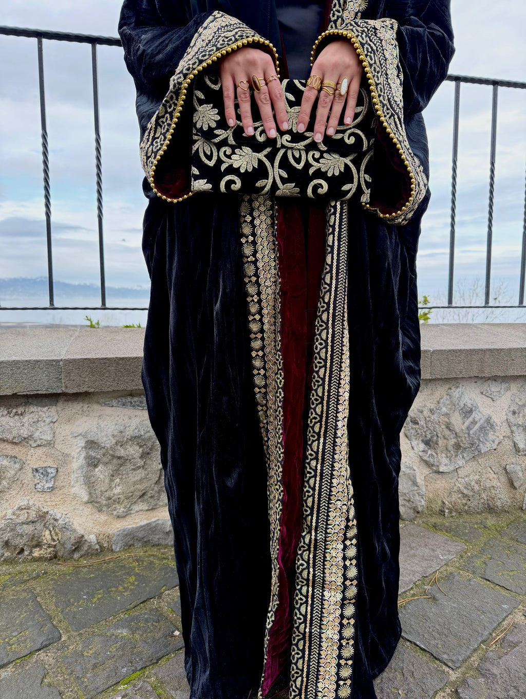 Black velvet ramadan kaftan
