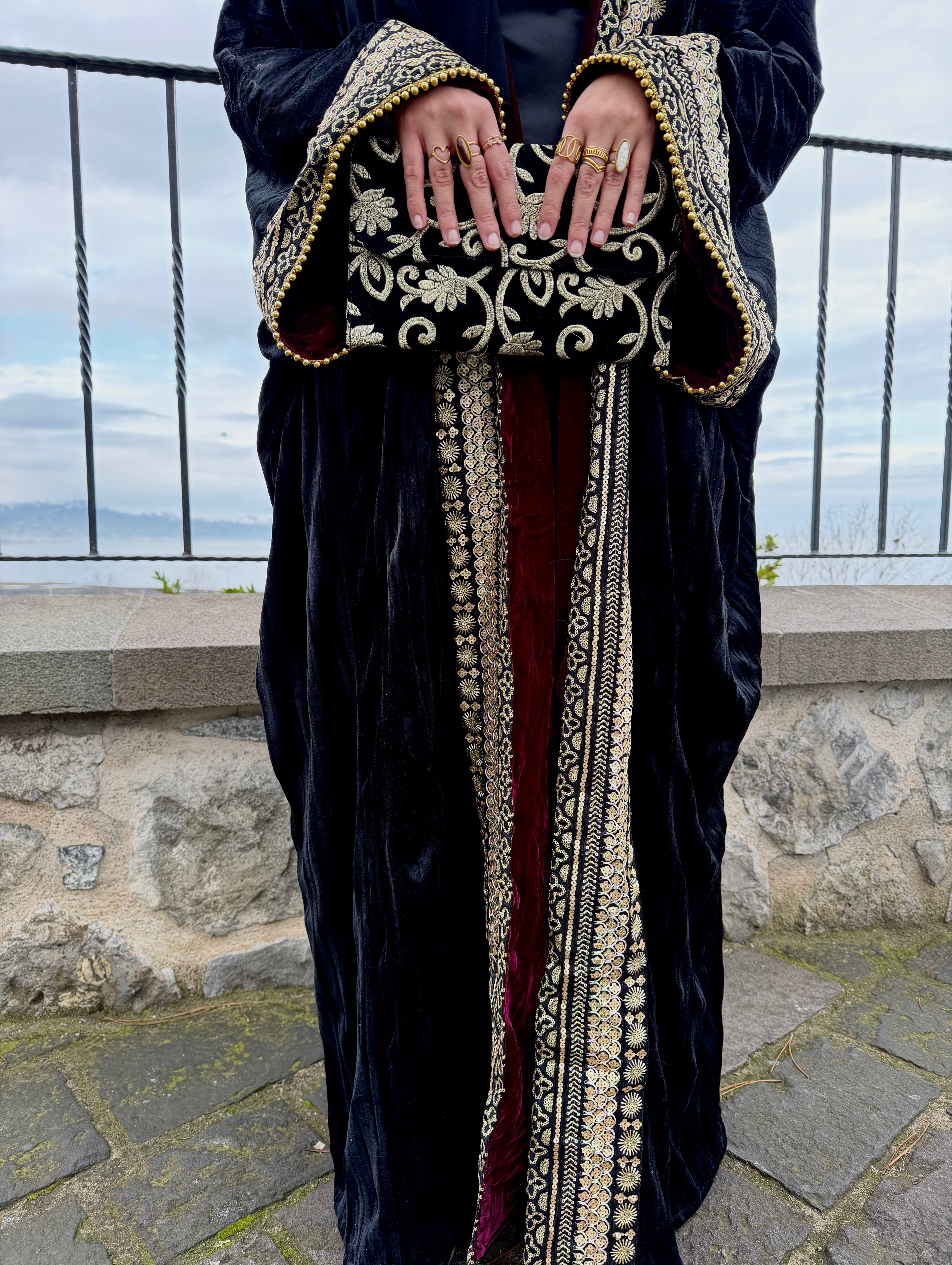 Black velvet ramadan kaftan