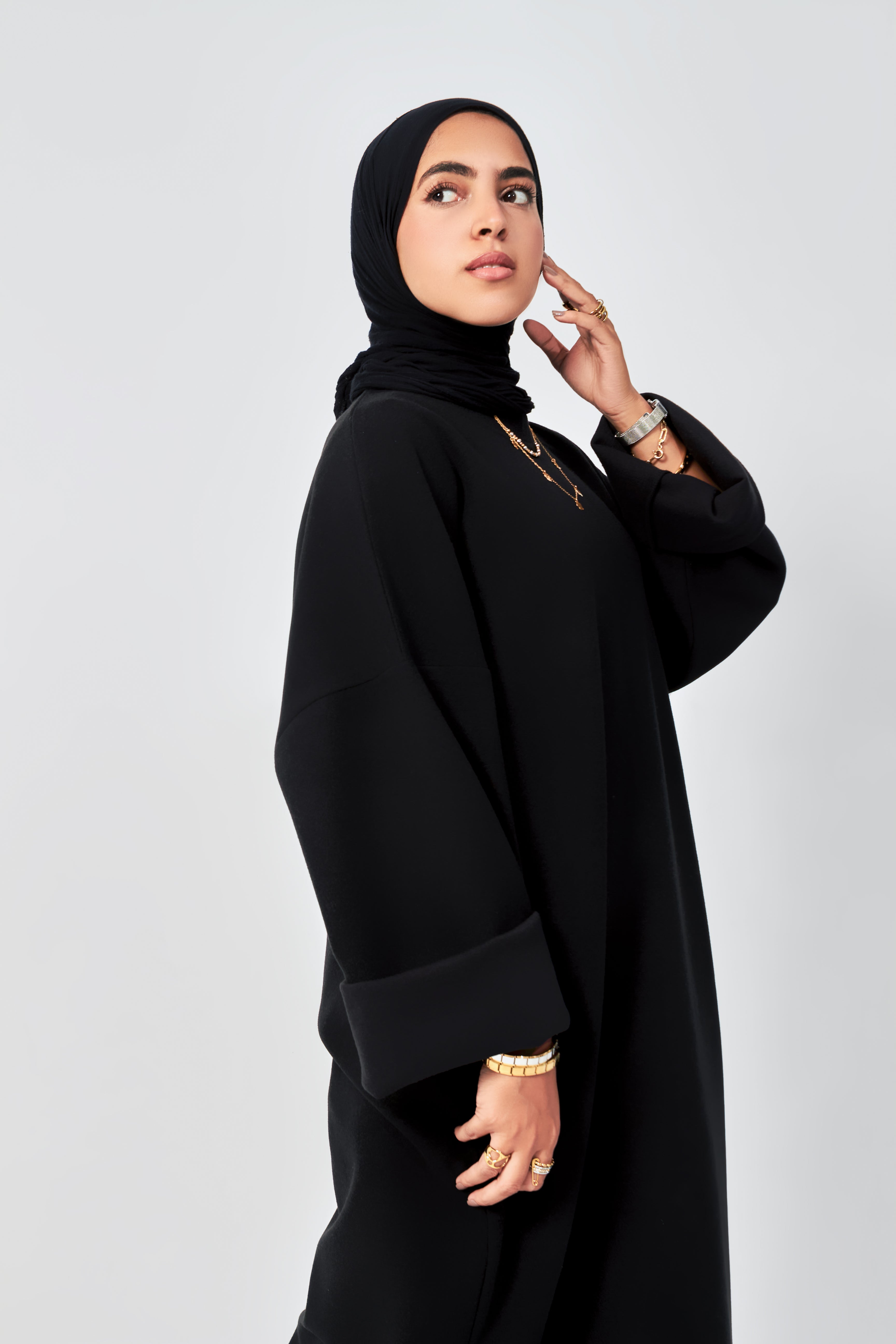 Soft Wool oversized dress in Black