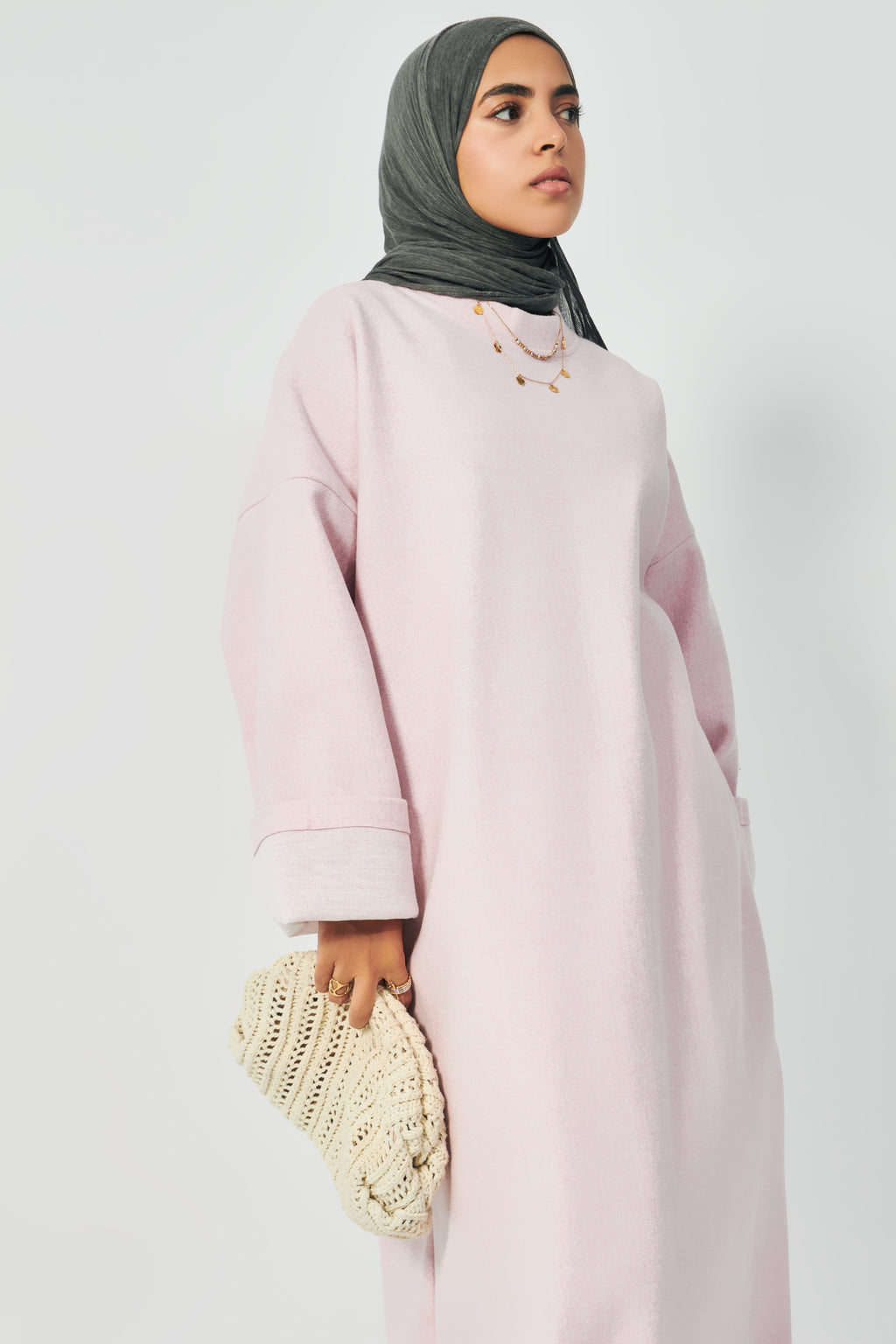Soft Wool oversized dress in Pink