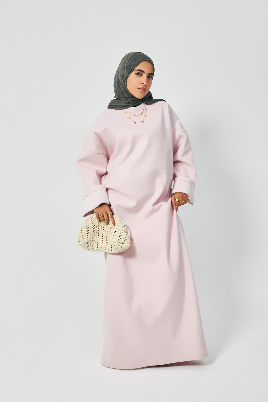 Soft Wool oversized dress in Pink