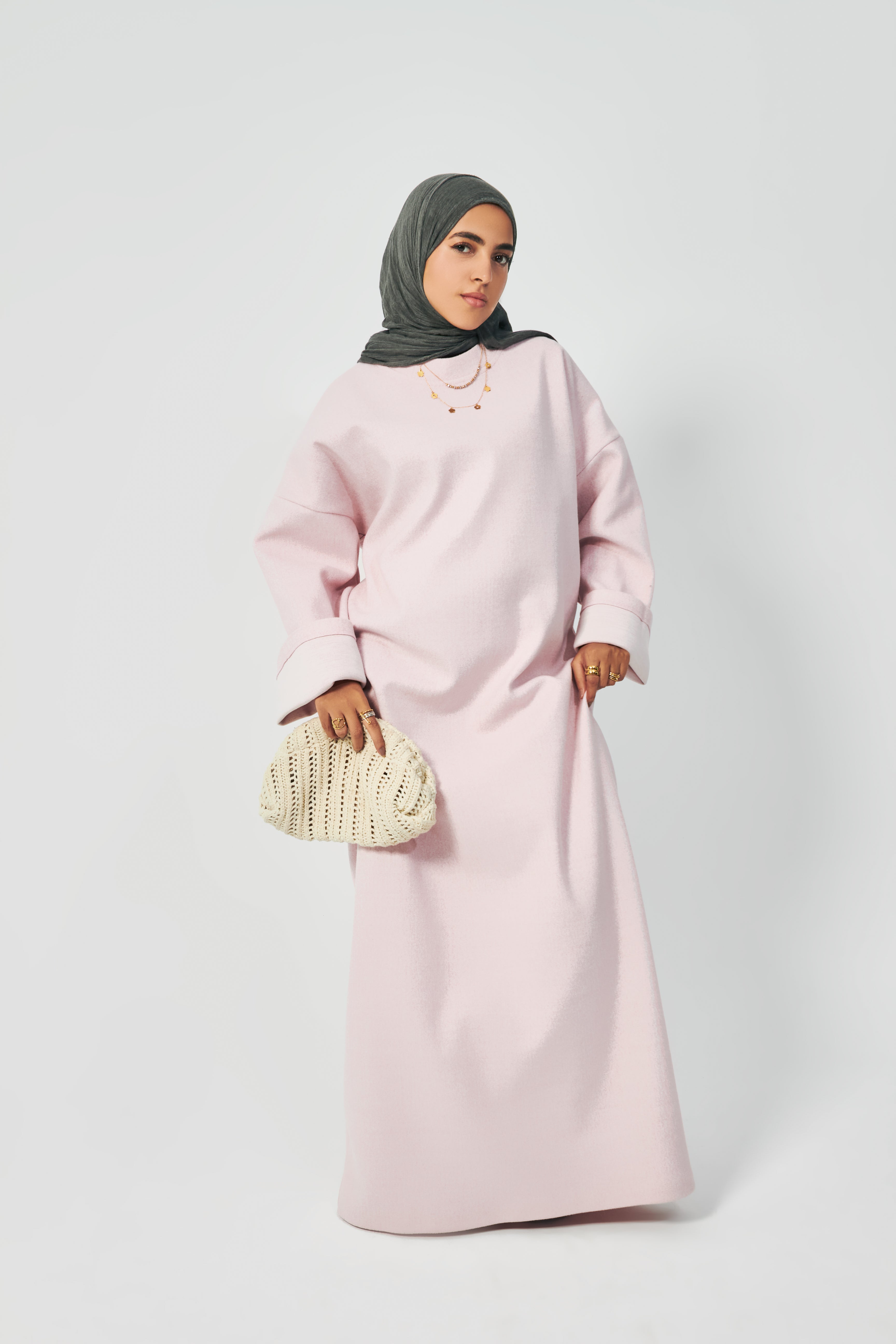 Soft Wool oversized dress in Pink