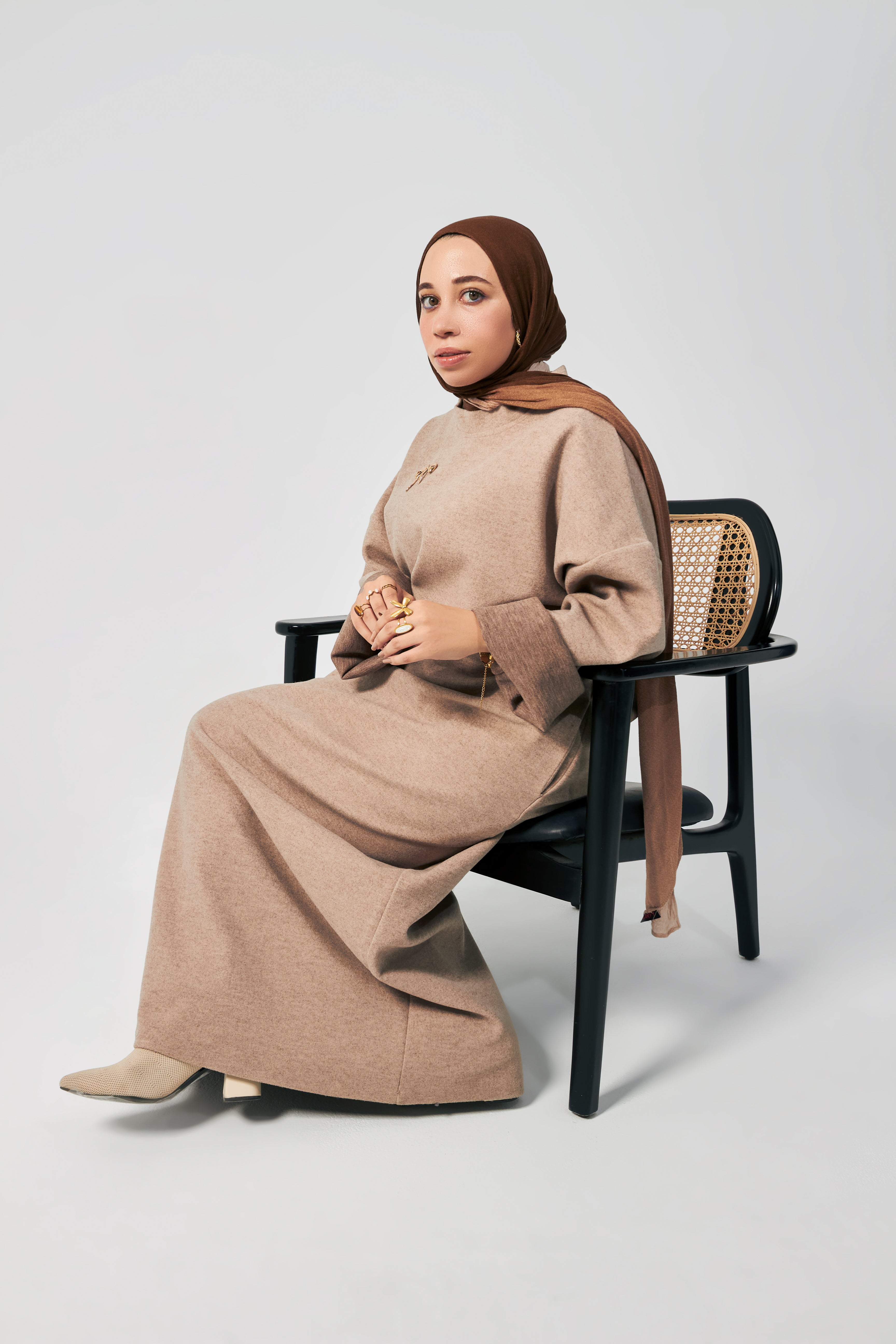 Soft Wool oversized dress in Beige