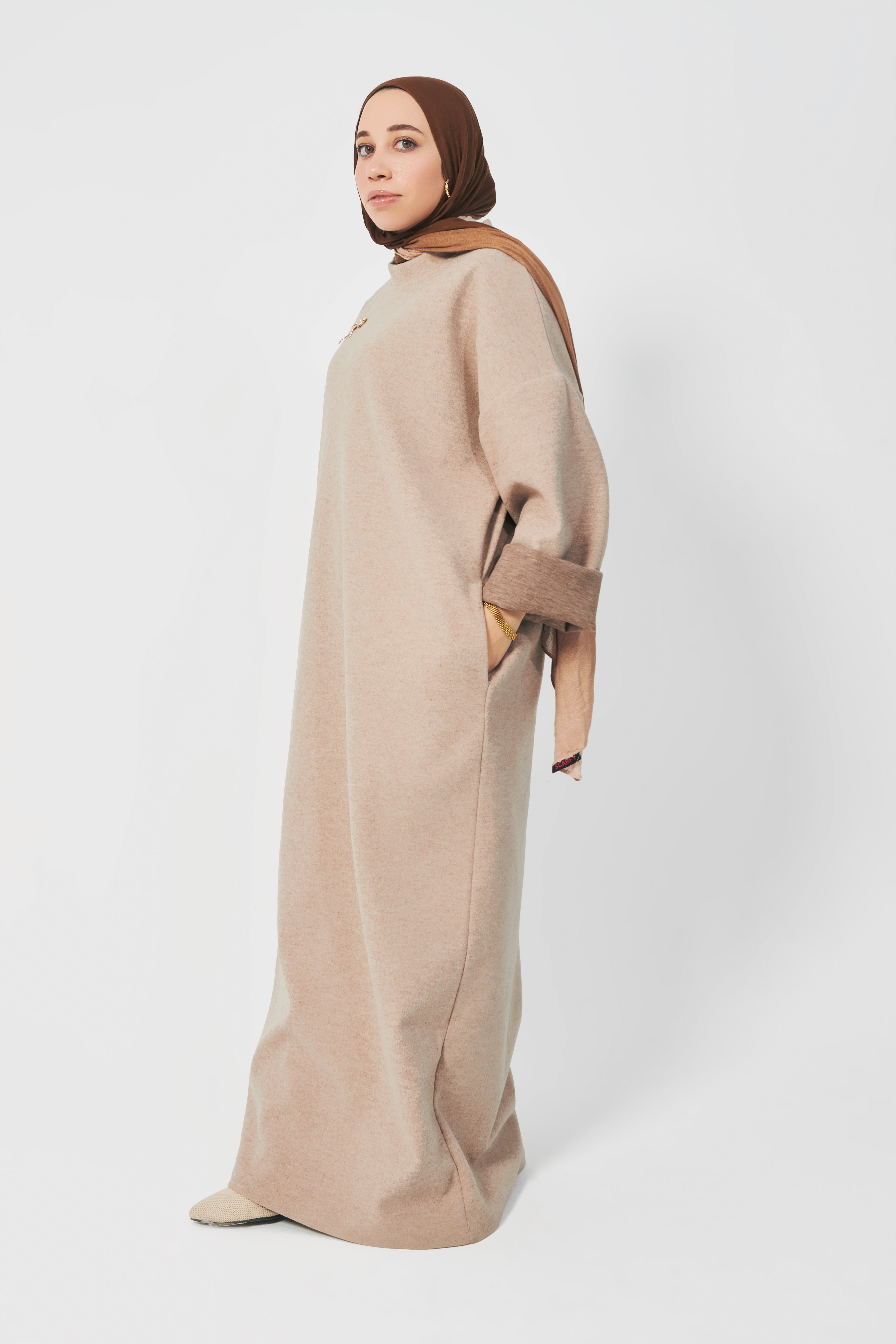 Soft Wool oversized dress in Beige