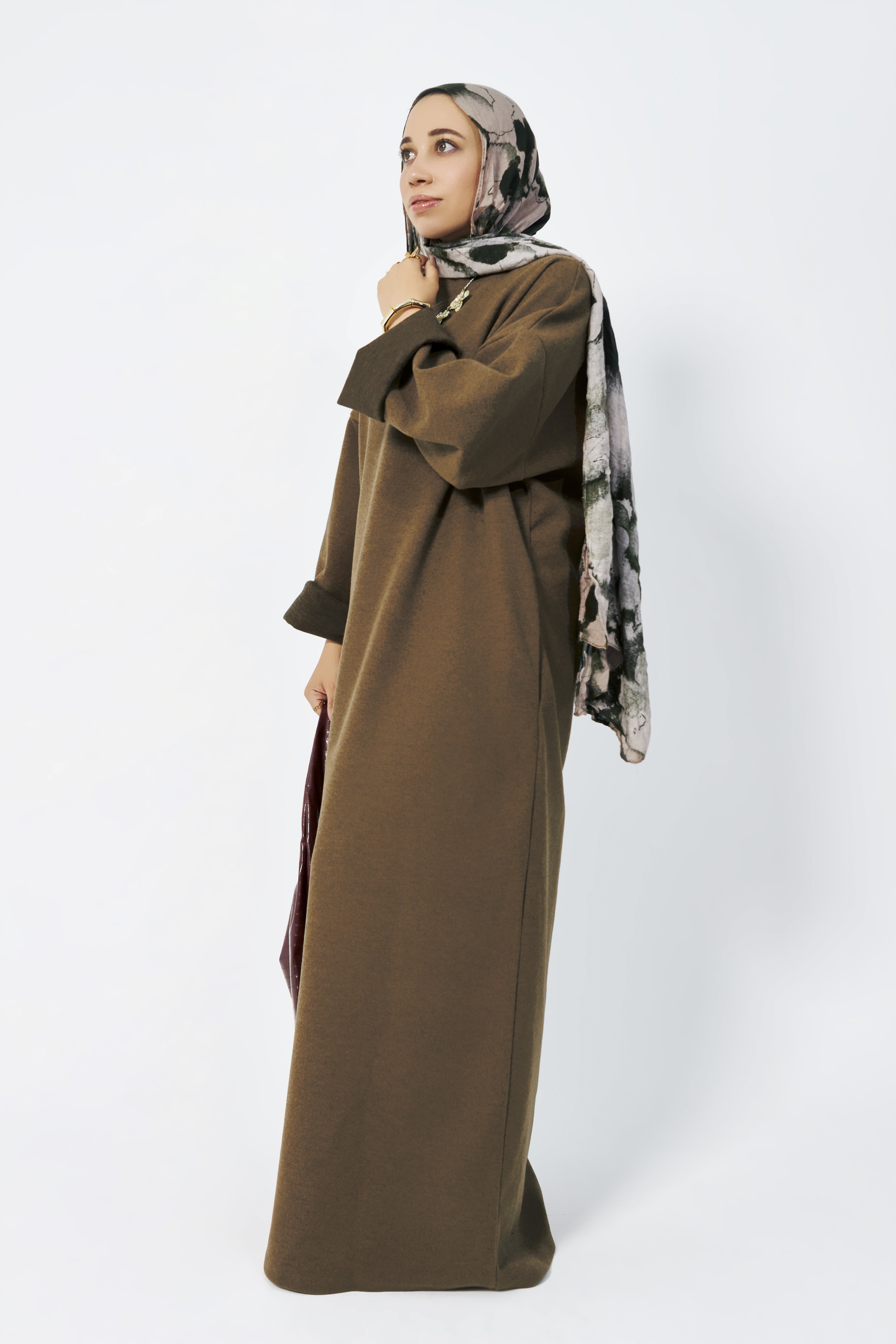 Soft Wool oversized dress in Oily green